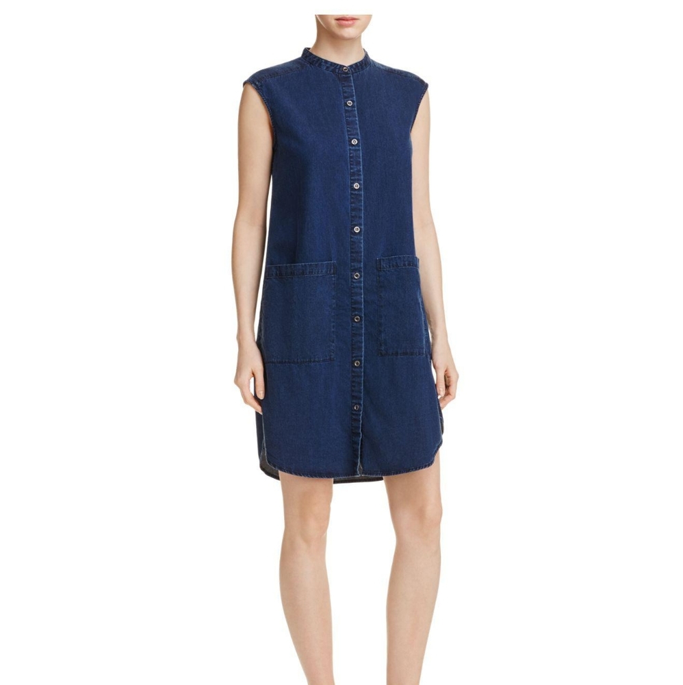 Eileen Fisher Tencel & Organic Cotton Sleeveless Denim Dress